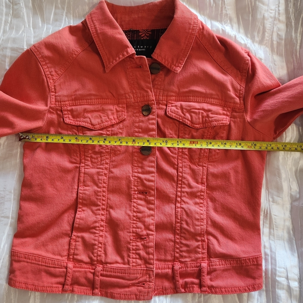 Sanctuary Coral Orange Denim Jean Jacket Size Xsmall - Picture 4 of 7